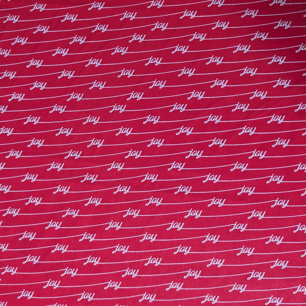 Joann Christmas Prints Joy White on Red Cotton Fabric 1 Yard 44" Wide 170545